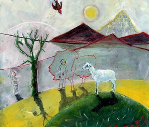 アップルデー、2004年（紙に油彩） 作： Gigi Sudbury
