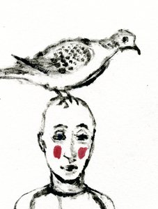 2017年帰郷（紙に油彩） 作： Gigi Sudbury