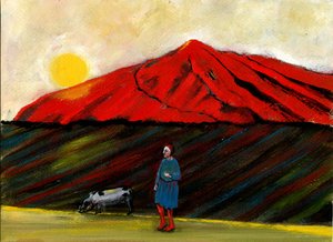 私は私の豚の家を持ってきました、2004、（紙に油彩） 作： Gigi Sudbury