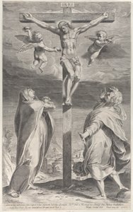 聖母マリアと聖ヨハネの聖母ヨハネ、エンジェルスオーバーヘッド、ca。 1593.、ca。 1593 作： Gijsbert Van Veen