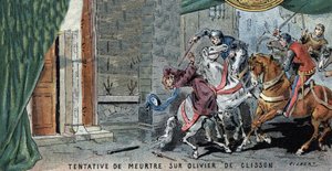 Olivier V de CLISSON (1336-1407) connetable francais に対する殺人未遂。 ギルバートの挿絵、19世紀後半。 作： Gilbert