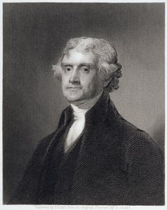 ヘンリーブライアンホール（1808-84）によって彫刻されたトーマスジェファーソンの肖像画 作： Gilbert Stuart