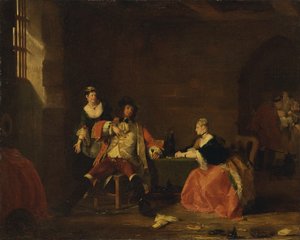 ベガーズ・オペラ』でポリーとルーシーに腕立て伏せされるマキース大尉（1826年 作： ギルバート・スチュアート・ニュートン