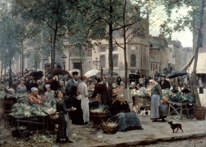 「レ・アール、パリの「中央市場」、1880年 作： Gilbert Victor Gabriel