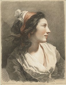 スカーフを巻いた若い女性の胸像 作： Gilles Antoine Demarteau