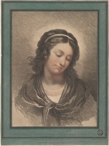 見下ろしている女性の頭 作： Gilles Antoine Demarteau after François André Vincent