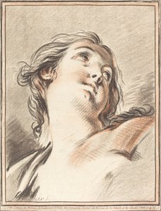 見上げる女性の頭、1767年。 作： Gilles Demarteau
