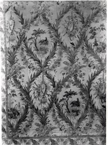 エンプレスベッドルームのシルクの壁装、1787年（シルク） 作： Gilles Gaudin