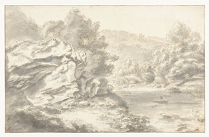 丘陵の風景の中の岩と川 作： Gilles Neyts