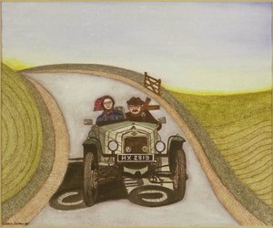 自動車、1985（紙に水彩） 作： Gillian Lawson
