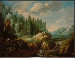 木造の山の風景 作： Gillis i Peeters