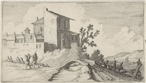 壁に囲まれた建物の橋 十二の風景（連載タイトル） 作： Gillis van Scheyndel (I)