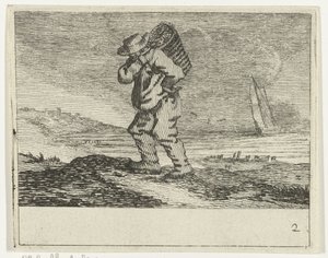 漁師のいる砂丘の風景 Jan Percelles による Verscheyden ビーチと水のシーン (シリーズ タイトル) 作： Gillis van Scheyndel (I)