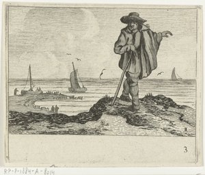 歩行者のいる砂丘の風景 Jan Percelles による Verscheyden ビーチと水のシーン (シリーズ タイトル) 作： Gillis van Scheyndel (I)