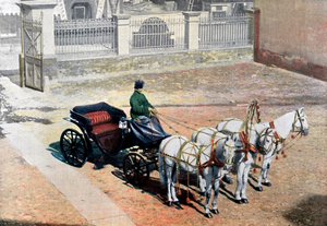 3頭の馬が描いたトロイカ、夏、ロシア、c1890