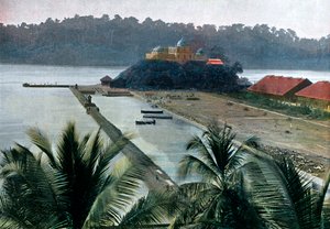 アンダマンおよびニコバル諸島の首都であるポートブレア、インド洋、c1890