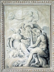 パブリックハピネスは、美徳と忠誠の中で贈り物を注ぐ（絵画 作： Gio Batta Celle