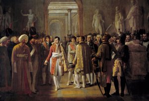 皇帝ナポレオン1世（1769-1821）、戴冠式後に軍隊の副官を迎える 12月8日 作： Gioacchino Giuseppe Serangeli
