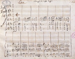 ジョアッキーノ・ロッシーニ (1792-1868) による手書きの楽譜 作： Gioachino Rossini