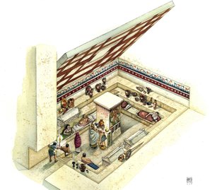 エトルリア文明：タルクイニアのネクロポリス、ティフォーネ（台風）の墓の復元と切断。紀元前2世紀 イタリア 作： ジョルジオ アルベルティーニ