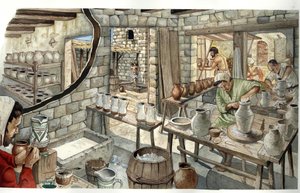中世：14世紀の陶芸家と陶芸家の工房の様子。 作： ジョルジオ アルベルティーニ