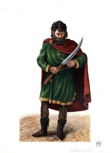 中世：ビザンチン軍の精鋭部隊、ヴァランギア衛兵（またはヴァレグ衛兵）の兵士 作： ジョルジオ アルベルティーニ