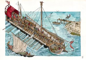 ジョルジョ・アルベルティーニによる15世紀ヴェネツィアのガレー船の復元。 作： ジョルジオ アルベルティーニ