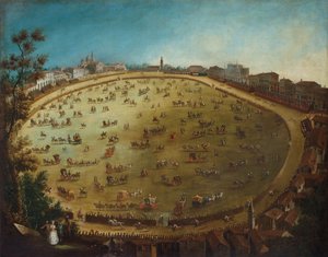 18 世紀半ば、パドヴァのプラート デッラ ヴァッレでの競馬.. 作： Giorgio Fossati