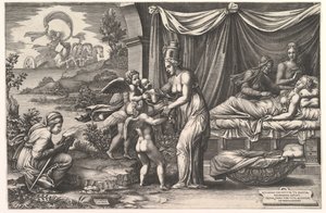 出生の寓話、1558。 作： Giorgio Ghisi