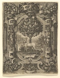 1566年以前のルクレツィアゴンザーガの紋章。 作： Giorgio Ghisi