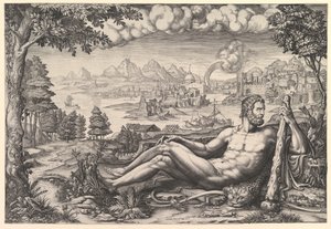ヘラクレスは彼の労働から休憩、1567。 作： Giorgio Ghisi