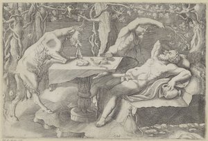 Silenus, een sater en een geit スラペンデ シレヌス