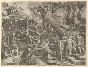 シノン、1540年代半ばにトロイの木馬を欺く。 作： Giorgio Ghisi