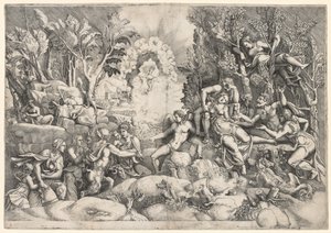 プロクリスの死、c。 1540年。 作： Giorgio Ghisi