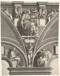 1570-75年のシスティーナ礼拝堂の預言者とシビルのシリーズからのエリトリアのシビル。 作： Giorgio Ghisi