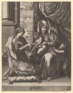 聖キャサリンの神秘的な結婚、カリフォルニア州。 1555-56。 作： Giorgio Ghisi