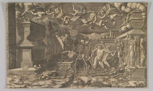 エゼキエルの幻視、1554年は1595年に再版されました。 作： Giorgio Ghisi