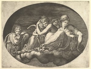金星とキューピッド、他の2つの女神、プット。1560年代以降の一連の8つの作曲。