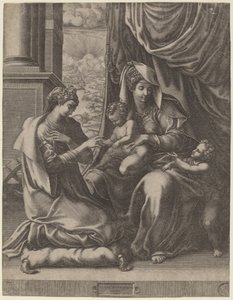 聖カタリナの神秘的な結婚 作： Giorgio Ghisi after Francesco Primaticcio