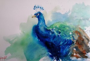 優雅な青いクジャク 作： 