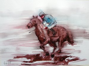 疾走する競走馬の騎手 作： 