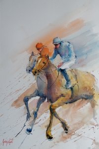 疾走する競走馬 作： 