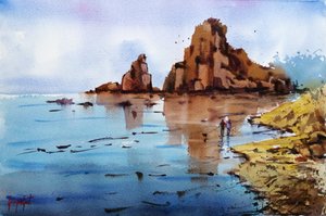 岩場の海岸の映り込み 作： 
