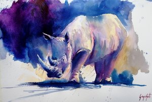 鮮やかな紫色のサイ 作： 