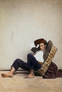 "Lazzarone"（ナポリのホームレス乞食）。ナポリ 作： Giorgio Sommer