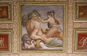 セレス看護トリプトレムス、アルトヴィティの天井の詳細、1553年のフレスコ画 作： Giorgio Vasari