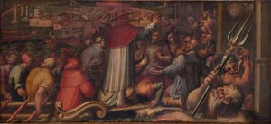 教皇ユージーン4世がレグホーンで下船し、1563年〜1565年、フィレンツェに避難する 作： Giorgio Vasari