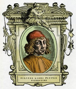 フィリッポ・リッピ（1406-1469）の肖像 フィレンツェ出身の画家。ジョルジョ・ヴァザーリの「画家の生涯」からのキシログラフィー。