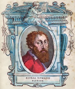 ジュール・ロマンの肖像（GianuzziによるGiulio di Pietro di Filippo、Giulio Pippiと呼ばれ、その後Giulio Romanoとなった）（1499年～1546年） ジョルジョ・ヴァザーリの「"Lives"」からのXylography 1568年 作： Giorgio Vasari