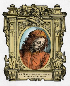 RAFFAELLINO DEL GARBO (Raffaellino de Carli) (1466-1525) イタリアの画家の肖像。ジョルジョ・ヴァサールの『最も優れた画家、彫刻家、建築家の生涯』（Le Vite de